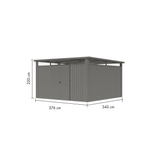 Karibu Metallgerätehaus Amato 4, graualuminium, mit Maßen. Gerätehaus für den Garten.