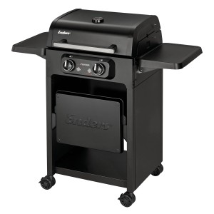 Enders Elektrogrill eFlavour 2 Turbo, schwarzer Grillwagen mit Garhaube und Ablagetischen.