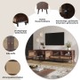 okwish TV Schrank mit Rattan Türen Schubladen Füßen Stauraum 200x37x49.5cm Braun_8