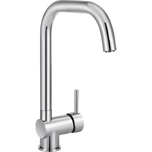 Chromfarbene baliv Niederdruck-Küchenarmatur KI-1060 N mit hohem, gebogenem Auslauf.