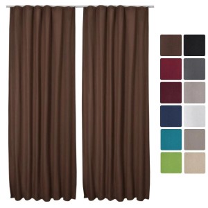 Braune Beautissu Thermo-Vorhänge Amelie, 2er Set, 140x245 cm mit Kräuselband.