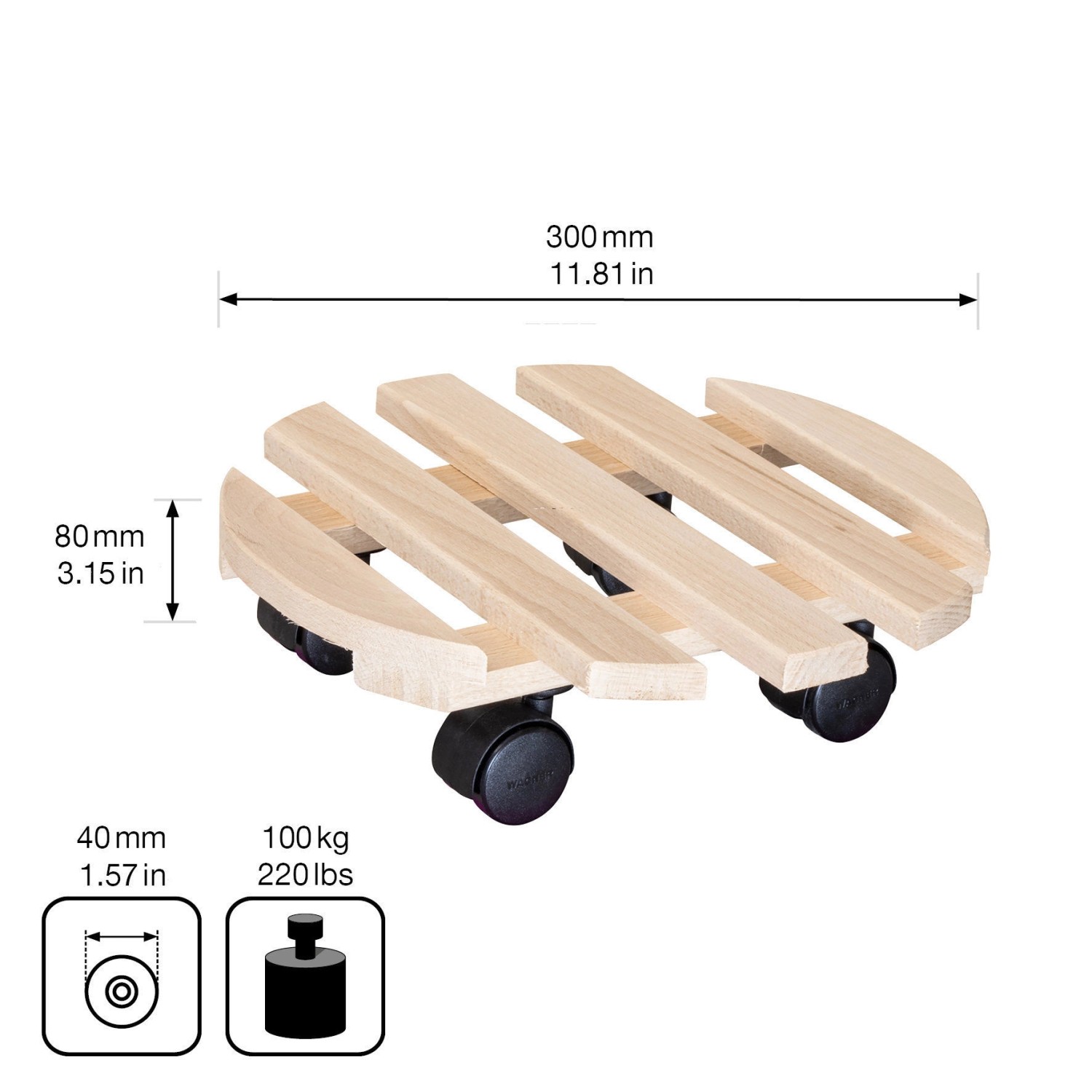 Wagner Pflanzenroller Paletti GH 0318 Holz Ø 30 cm x 8 cm_6