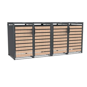 Westmann Mülltonnenbox Lacina 4 x 240 l Anthrazit/Holzoptik 80 x 264 x 116 cm