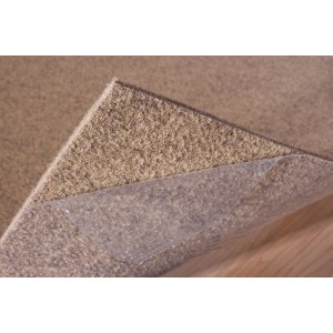 Beige, selbstklebende Andiamo Teppichfliese (40x40 cm) mit Rippenstruktur.