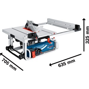 Bosch Professional GTS 10 J Tischkreissäge mit 254 mm Sägeblatt und Parallelanschlag.