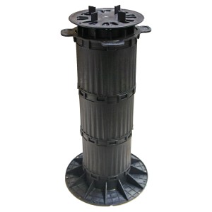 Schwarzes, verstellbares GS Terrassen Plattenlager Pro für Terrassendielen, 470-570 mm.