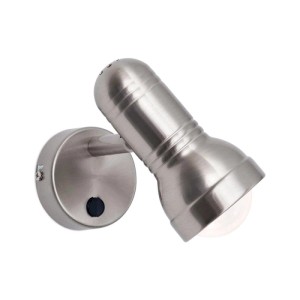 Orion Wilhelm Strahler, satin-nickel, schwenkbar, mit E27 Fassung und Schalter. Ideal als Wandspot.