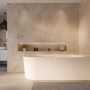 Ottofond Badewanne Mince Corner Links, 170 cm, weiße Acryl-Eckbadewanne im modernen Badezimmer.