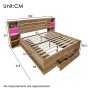 okwish Holzbett 160x200cm mit LED USB Stauraum Kopfteil Schlafzimmer Eiche ohne Matratze_5