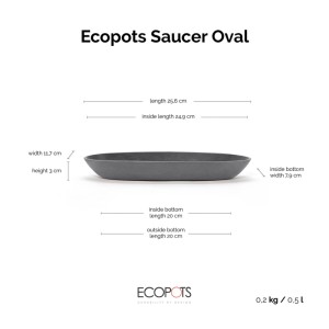 Ecopots Untersetzer Sofia oval Grau 26 cm