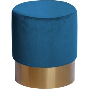 Blauer Kayoom Hocker Nano mit goldenem Fuß. Stilvoller Sitzhocker / Sitzsack für Wohnzimmer.