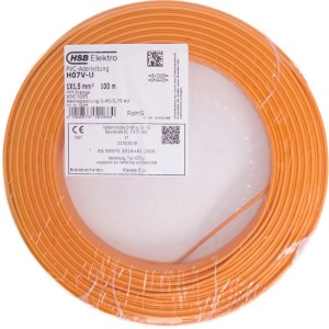 Orange Aderleitung H07V-U, 1,5 mm² Querschnitt, 100 m Ring