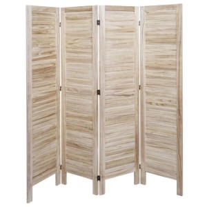 Hellbrauner MCW Paravent G30, 4-teilig, 170x162cm, im Shabby-Look mit Lamellen-Optik.