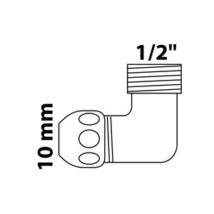 Chrom Quetschverschraubung-Winkel 90° mit 21 mm (1/2 AG) x 10 mm Anschluss für Sanitär- und Heizungsinstallation.