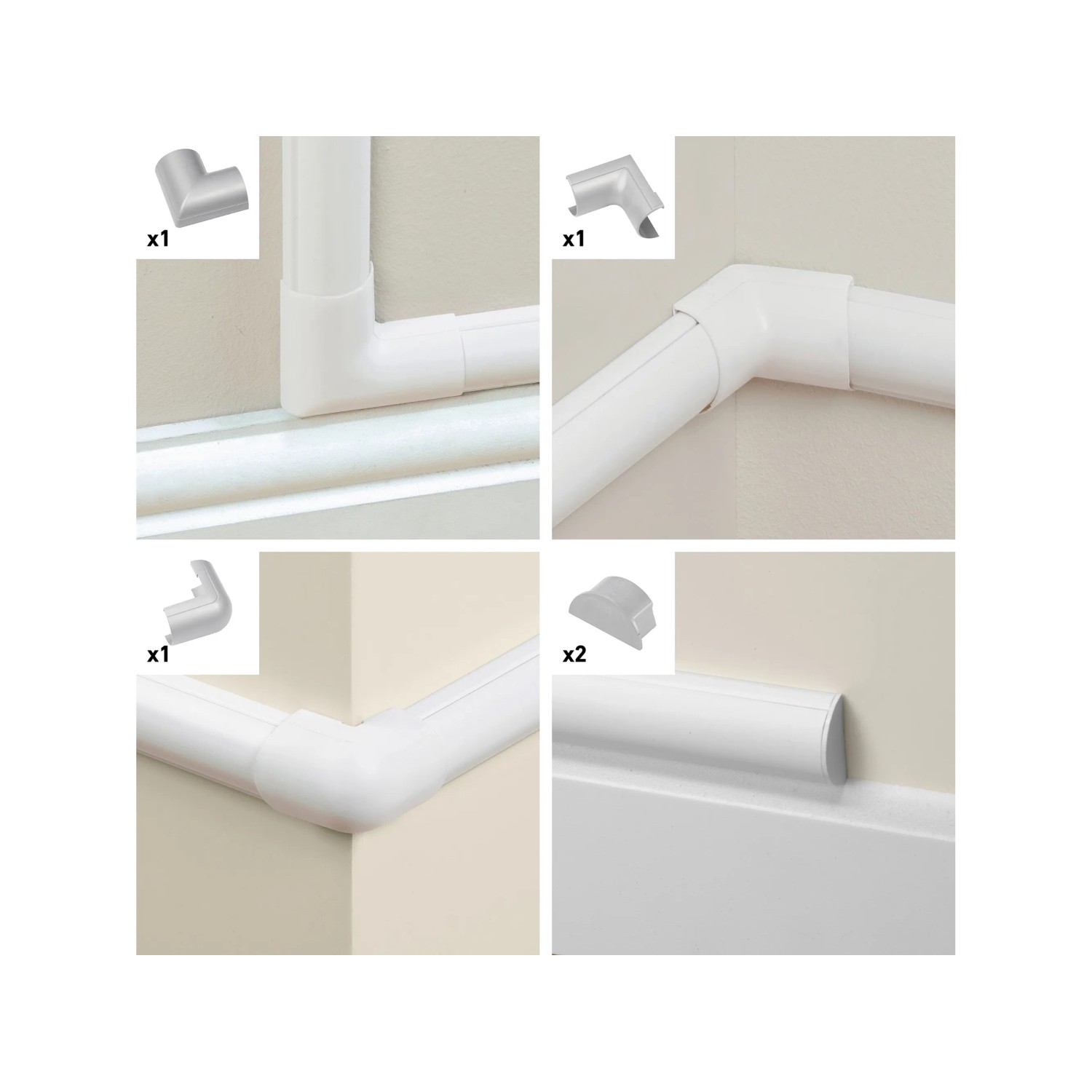 D-Line Kupplung Zubehör-Set 50 mm x 25 mm Alu mit verschiedenen Verbindungsstücken für Kabelkanäle.
