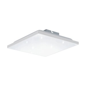 Weiße, quadratische LED-Deckenleuchte Calemar-S von Eglo, 28,7 cm, mit Sternenhimmel-Effekt.