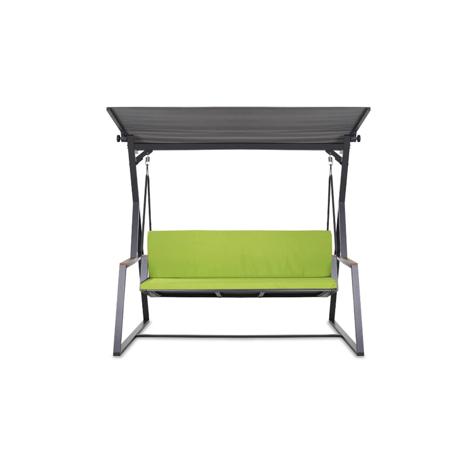 Hollywoodschaukel mit grünem Kissen Setgarden Flat Lemon, 2-Sitzer Gartenmöbel.