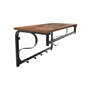 Vasagle Wandgarderobe mit 5 Haken, Regal (30x60cm), braun-schwarz. Praktische Garderobenleiste für Flur und Eingangsbereich.