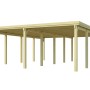 Weka Doppelcarport aus Holz mit flachem PVC-Dach, 603x802cm, stabile Konstruktion.