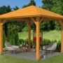 Skan Holz Pavillon Cannes 1, eiche hell lasiert, 294x294 cm. Gartenlaube aus Holz mit robusten Pfosten.