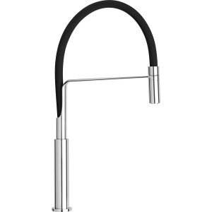 baliv Küchenarmatur KI-1330, Schwarz/Chrom Einhebelmischer mit flexiblem Schlauch.