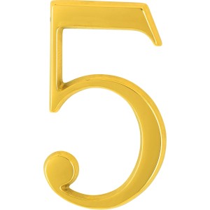 AnsaPro Hausnummer 5 aus Messing, goldfarben und glänzend.