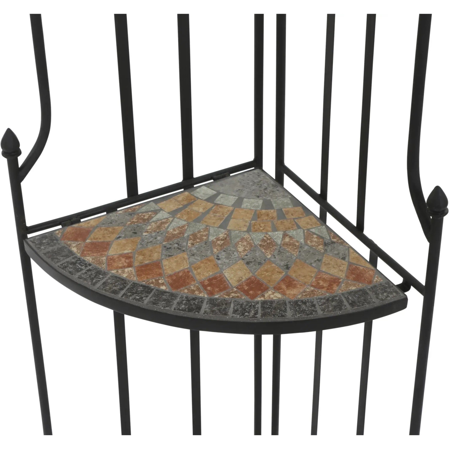 Siena Garden Eckregal Prato, schwarz, mit Mosaik-Optik. Gartenregal aus Eisen, 63x29x142 cm.