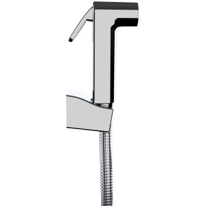 Wenko Bidet-Set Watersaving, Chrom, mit Brausekopf, Schlauch und Wandhalterung.