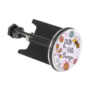 Wenko Abfluss-Stopfen Pluggy Mod Little Things mit bunten Motiven und Spruch.