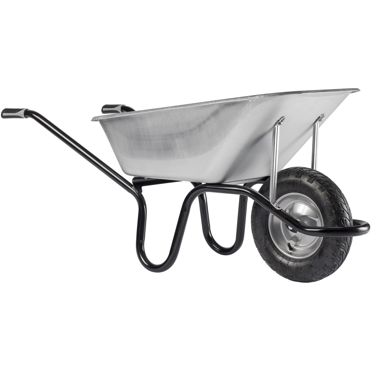 Haemmerlin Einrad-Schubkarre, 120 l, verzinkte Mulde, Luftrad, ideal für Bau und Garten.