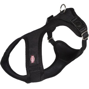Schwarzes Trixie Touren-Geschirr Comfort Soft XS-S aus Mesh, verstellbarer Bauchgurt.