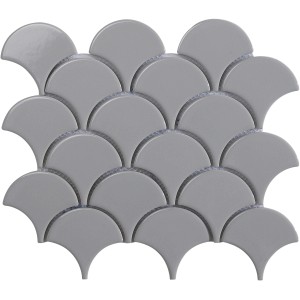 Mosaikmatte in Fächerform, Keramik, grau, 26x22cm. Ideal für Wandgestaltung.