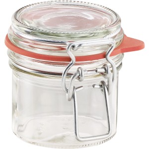 Leifheit Einmachglas 135ml mit Drahtbügelverschluss und roter Gummidichtung.