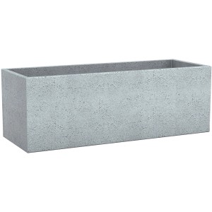 Rechteckiger Scheurich Pflanzkübel C-Cube Long 80 cm in Stony Grey, Betonoptik.