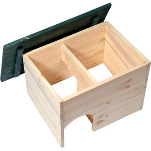 Dobar Igelhaus Bausatz mit Schleuse, Kiefernholz, grün lackiertes Dach, 34,5x24x27cm.