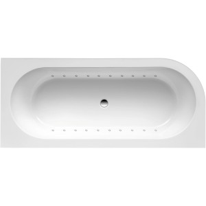 Ottofond Modena Corner Whirlpool, 178x78 cm, mit Lightsystem, weiße Eckbadewanne von oben.