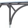 Skan Holz Carport Eifel, schiefergrau, mit Doppelstegplatten und drei Pfosten.