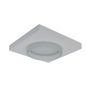 Quadratischer, weißer LED-Einbaustrahler Miro für Feuchträume, 8,5x8,5 cm.