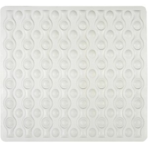 Weiße Wenko Duscheinlage Rocha 54x52 cm mit Noppen und Saugnäpfen für sicheren Halt in der Dusche.