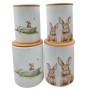 Boltze Vorratsdosen-Set Knuffi, 2 Dosen mit Hasenmotiven und Bambusdeckel.