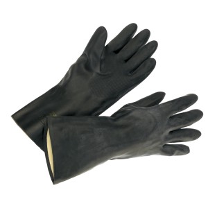 Schwarze LUX Neopren-Handschuhe Gr. 10, Arbeitshandschuhe mit langer Stulpe.