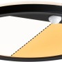Runde, schwarze Paulmann LED-Außendeckenleuchte Lamina mit Bewegungssensor und warmweißem Licht.