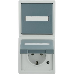 Feuchtraum Steckdose mit Schalter Vario21, hellgrau, IP44