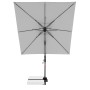 Hellgrauer, quadratischer Doppler Ampelschirm MyZone 210x210 cm mit Dreh- und Neigefunktion.