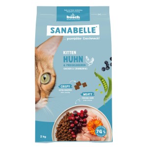 Sanabelle Kitten Trockenfutter Huhn & Preiselbeeren 2kg: Katzenfutter für junge Katzen.