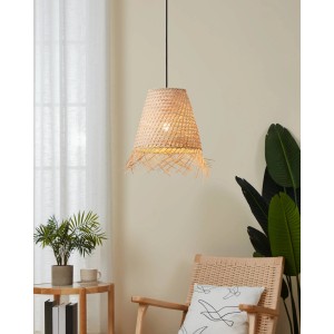 Eglo Aycliffe Pendelleuchte, schwarz, Ø 30cm, Seegras-Geflecht. Hängelampe für Wohnzimmer und Esszimmer.