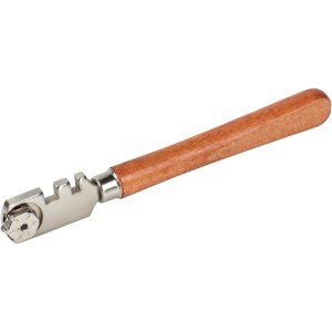 Wolfcraft Profi-Glas- und Fliesenschneider mit Holzgriff und Schneidrädchen.