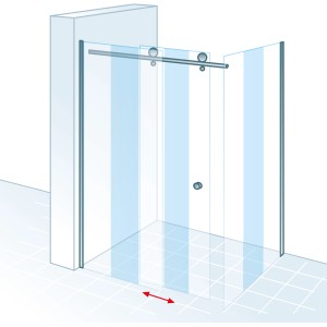 Schulte ExpressPlus Gleittür MasterClass links, Chromoptik, 120x90x200cm, mit Seitenwand.