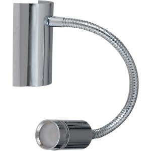 Chromfarbene LED-Leselampe Kepler von Luce Design für die Wandmontage. Flexibler Arm.
