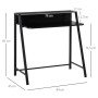 Schwarzer HOMCOM Schreibtisch aus Metall mit Ablagefach und minimalistischem Design, 84x45x85 cm.